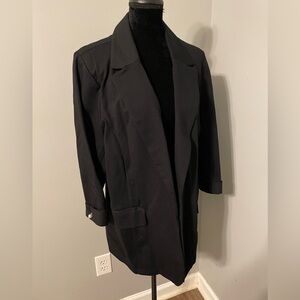 NWT Eloquii Classic Black long Blazer with Pearl button cuffed sleeves